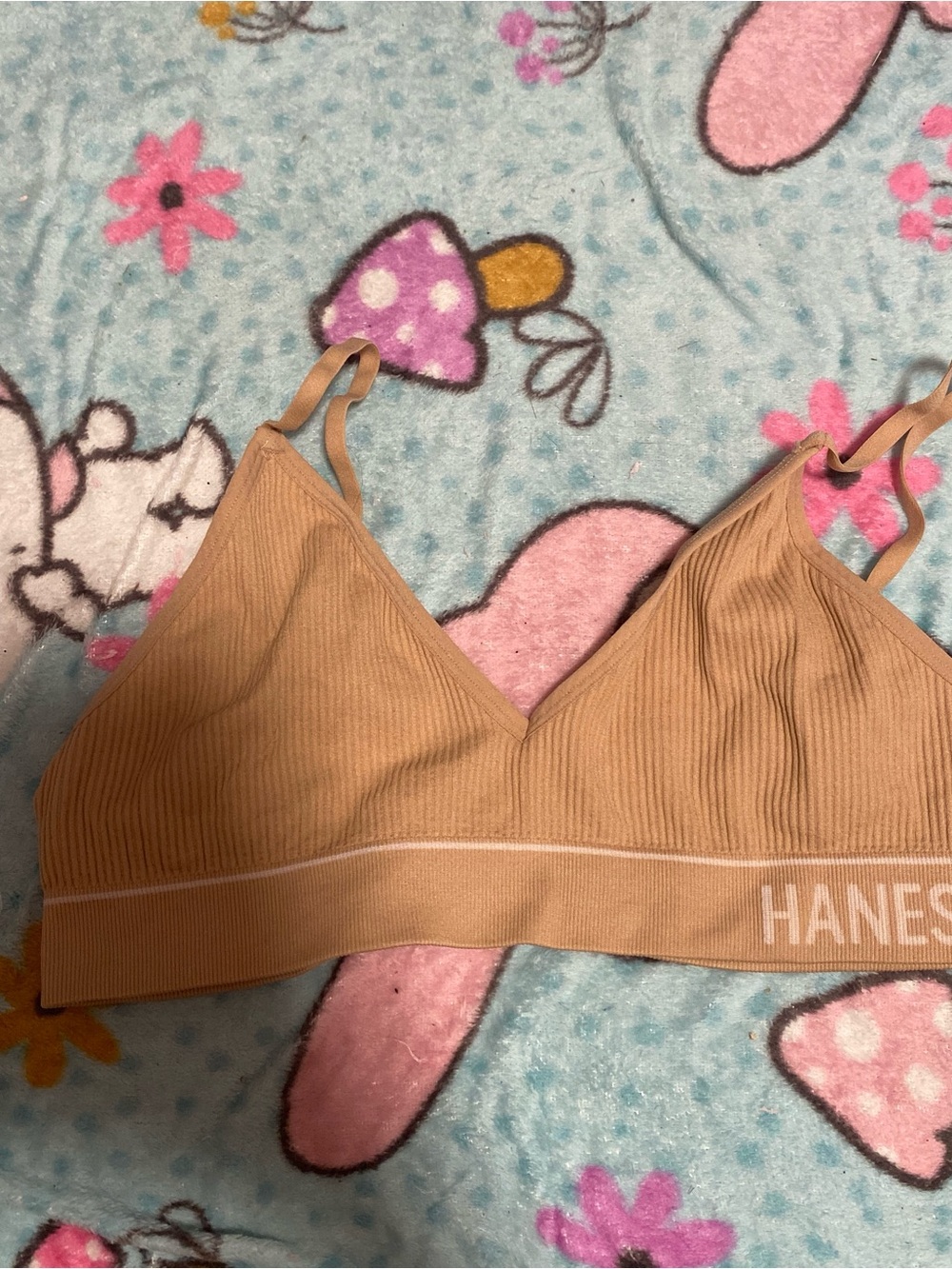 Hanes Ribbed Seamless Bralette in Tan/Nude